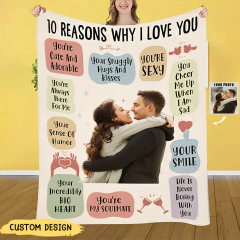 ACME ESSENTIALS™ - 10 REASONS WHY I LOVE YOU- PERSONALIZED PHOTO BLANKET